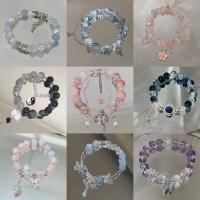 Pulsera de Cristal con Cuentas Sencillas Estilo Coreano con Flores de Pato y Plumas - details 0
