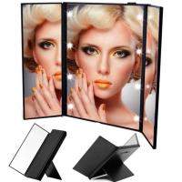 Obtenga el aspecto perfecto en cualquier lugar con el espejo de maquillaje LED portátil de tres lados, ¡Ideal para viajes y retoques! - details 0
