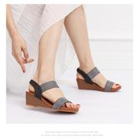 Sandalias para niña, zapatos de hadas de estilo romano, nuevos zapatos de verano de gran tamaño para mujeres de moda con tacón de cuña. - details 2
