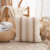 Funda de almohada bohemia de lino y algodón para decoración del hogar, funda de almohada nórdica de 45CM, funda de cojín con borlas estilo INS para sala de estar/oficina - details 16