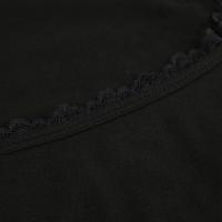 Camiseta corta negra con costuras de encaje Vintage para mujer, camiseta básica ajustada de manga larga, camiseta lisa informal - details 4