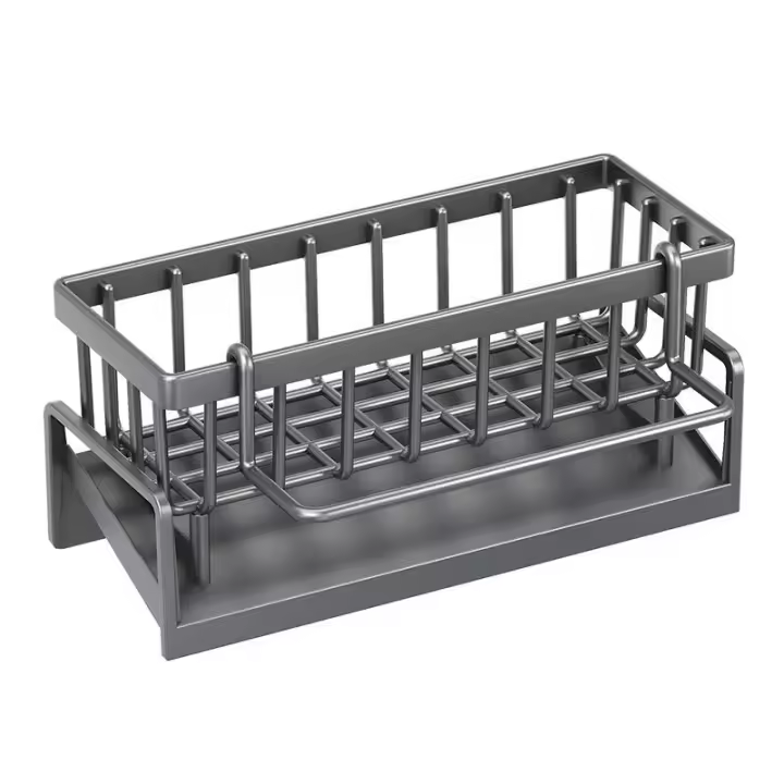 Fregadero de acero inoxidable con bandeja autodrenante para toallero de esponja, soporte para paños de cocina, superbaño - 1