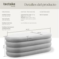 Taburete Almacenaje Bouclé, Carga: 120 kg, MDF, Puff Almacenaje, Taburete Dormitorio, Reposapies Puff, Zapatero Entrada Recibidor, Asiento Acolchado, Ideal Salón Hogar - 42 x 47 cm Crema - details 48