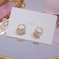 Pendientes redondos coreanos con hebilla femenina súper brillante, elegantes pendientes de circonita AAA de oro real de 14K, regalo de cumpleaños - details 4