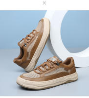 Nuevos zapatos de hombre, zapatos de malla de cuero con plataforma transpirable para hombre, zapatos deportivos y de ocio. - details 17