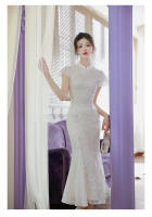 Elegante Vestido de Bordado de Alta Gama Estilo Chino 2025 Otoño Falda Cheongsam de Compromiso de Cola de Pescado - details 6