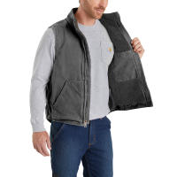 Chaleco de trabajo de algodón de pato con forro sherpa para hombre, chaqueta de lana táctica sin mangas de caza de lona simulada lavada vintage, chalecos de invierno - details 15