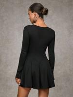 Vestidos de moda y sencillos para mujeres vestidos delgados y delgados - details 2