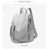 Mochila De piel auténtica para mujer, bolso de hombro de piel de vaca con retales, antirrobo, para viaje, universidad, 2023 - details 1
