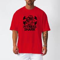 Oversized Short Sleeve T-shirt Mens Dropped Shoulder Mesh Loose Fitness T Shirt Men Summer Gym Bodybuilding Workout Tops Tees - details 14