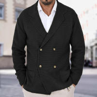 2025 Suéter de punto con doble botón y solapa fina para hombre, chaqueta Tre, ropa de moda de talla grande, otoño e invierno - details 3