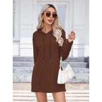Vestido de punto con capucha de manga larga para mujer, vestidos cortos sueltos de Color sólido, tres Retro elegantes, promoción, nuevo - details 12