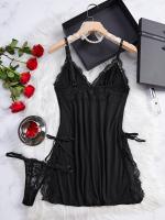 Conjunto de camisón y braguita de diseño encantador con tirantes finos y cuello en V, ropa sexy para mujer - details 8