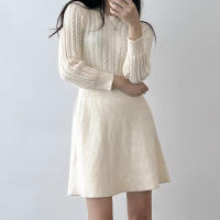 Vestidos básicos de invierno 2023, minivestidos bonitos de punto, túnica de manga larga, vestido suéter dulce - details 5