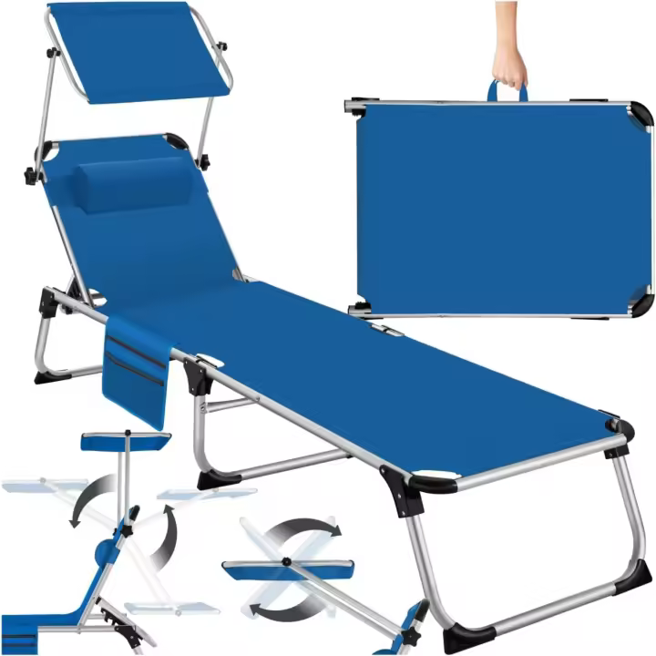 Silla Plegable de Aluminio para Exteriores Tumbona Playa Reclinable en 6 Posiciones, Tumbona Piscina Resistente a Intemperie Gris - 1