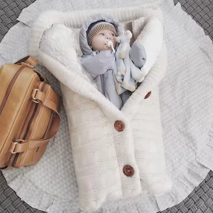 MOV Saco de dormir de DOT Gruesto para Bebe, forro de Cachemira de Imitación Infantil, envoltura para Nuevo Nasido, Manta Para cochecito de niño - 1