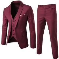 Traje elegante de tres piezas para hombres, traje ajustado de un solo botón, negro, fiestas, negocios, bodas - details 5