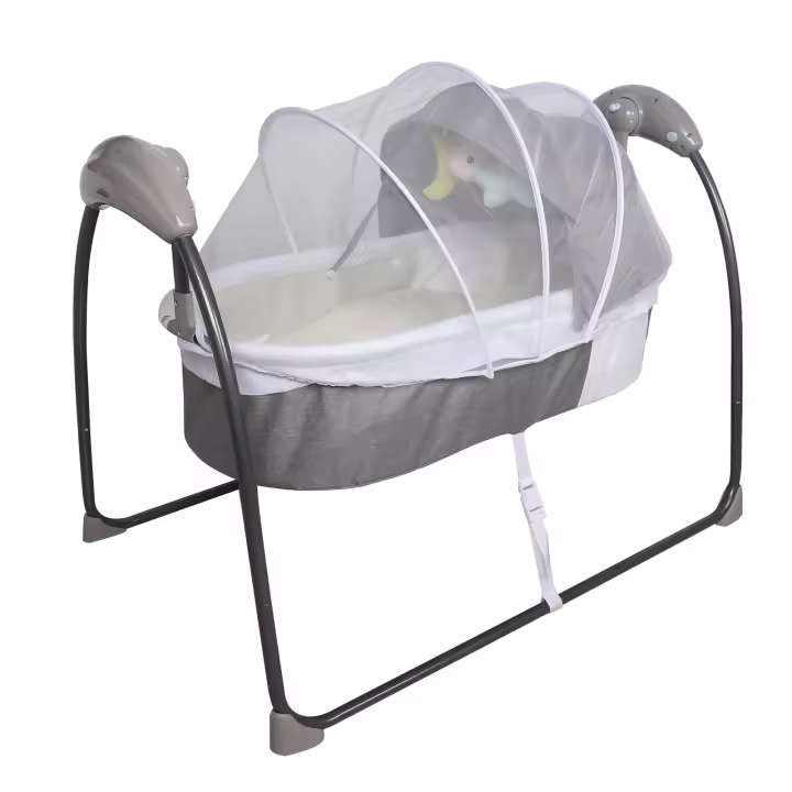 Cuna mecedora portátil para recién nacido, cuna automática, color rosa, azul y gris - 1