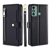 Funda de cuero magnética multifuncional para mujer, funda protectora con cremallera, ZTE Blade A53 4G, de moda - details 11