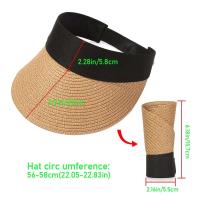 Gorra de Sol de Paja Moda Casual Sombrero de Playa Portátil con Cinta Mágica - details 3