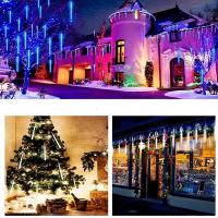 Guirnalda de luces Led de lluvia de meteoritos, 8 tubos, guirnaldas de calle, decoraciones de árboles de Navidad para exteriores, luces de jardín de hadas de Año Nuevo - details 14