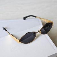 Gafas de sol para mujer, vintage, estrechas, hexagonales, montura de metal, retro, UV400 - details 4