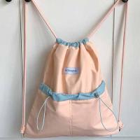 Mochilas con cordón de estilo coreano, diseño de nicho de Color en contraste, bolso de nailon suave ligero, bolso de hombro de gran capacidad de Color sólido - details 11
