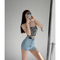 Shorts vaqueros ajustados para mujer, novedad de verano 2025, pantalones cortos elásticos de cintura alta que levantan la cadera - details 2