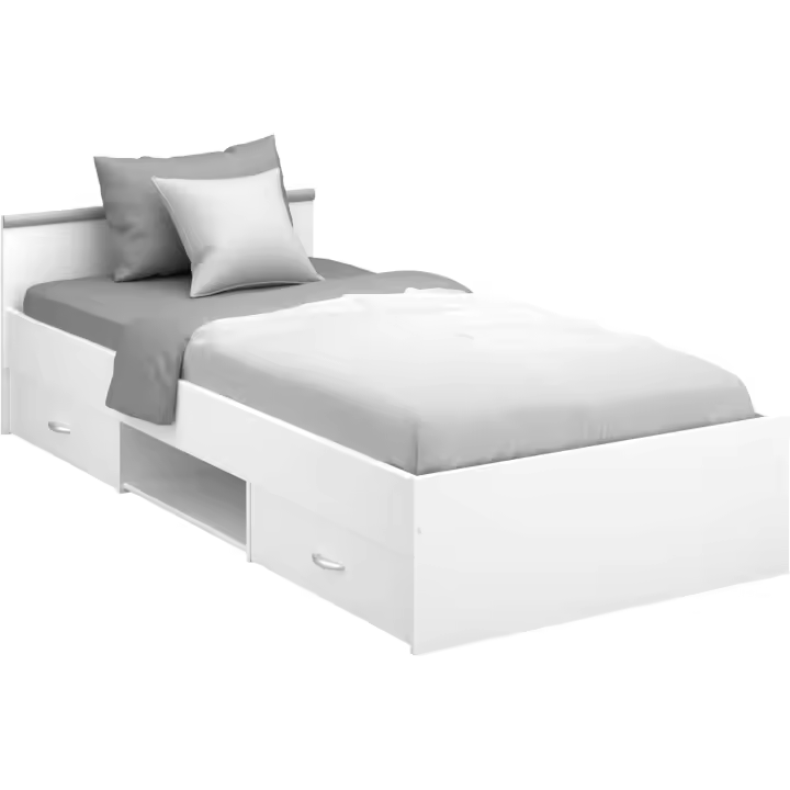 Cama Village 2 cajones 1 Hueco Color Blanco y Gris Dormitorio habitación Infantil 90x200 cm - 1