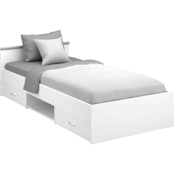 Cama Village 2 cajones 1 Hueco Color Blanco y Gris Dormitorio habitación Infantil 90x200 cm - 1