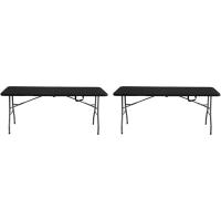 Mesa Plegable Portátil Multifuncional, 180x74x74cm, Imitación a Madera, Marrón - details 4