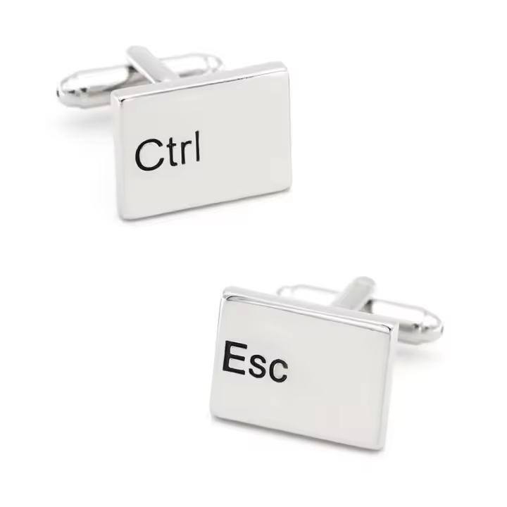 Gemelos para teclado de ordenador para hombre, plateados, material de latón de alta calidad, diseño ESC CTRL, venta al por mayor y al por menor - 1