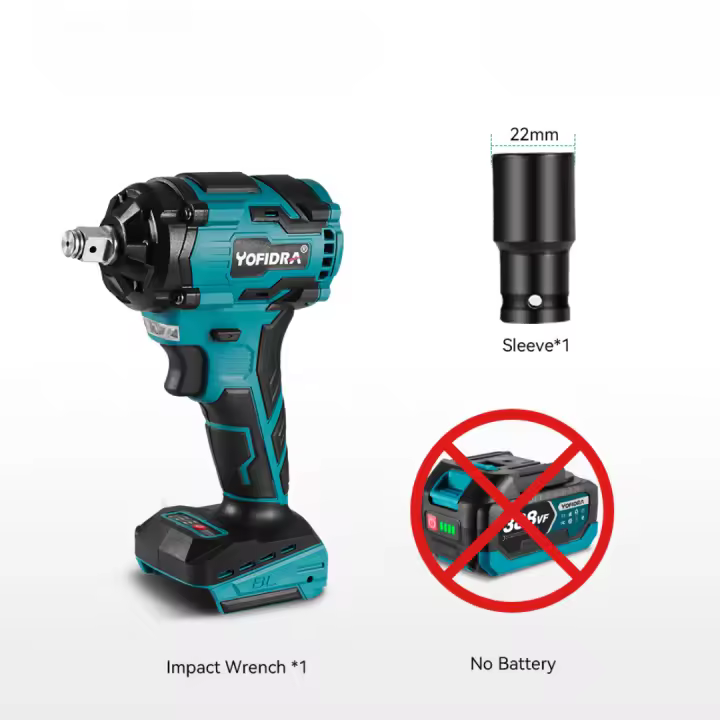 Llave de impacto eléctrica Yofidra sin escobillas de 1000N.M, destornillador inalámbrico de 3 funciones y 1/2 pulgada, taladro eléctrico para batería Makita con juego de pines. - 1