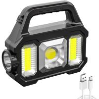 linterna LED recargable con USB de y linterna de carga solar, resistente al agua, luz de búsqueda al aire libre - details 0