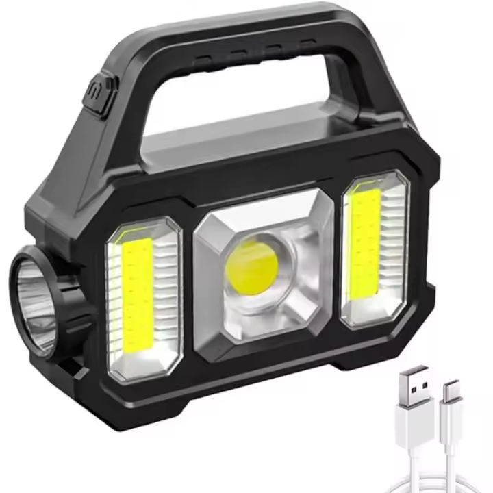 linterna LED recargable con USB de y linterna de carga solar, resistente al agua, luz de búsqueda al aire libre - 1