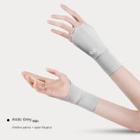 Guantes de Golf elásticos de medio dedo, guantes finos de Color sólido con protección solar, muñequera protectora Anti-UV, manoplas de seda helada para conducir - details 16
