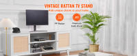 VEVOR-Soporte de TV de ratán de mediados de siglo, soporte de TV moderno con enchufe incorporado, puertos USB, estantes ajustables para sala de estar, sala de medios - details 2