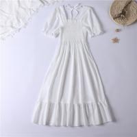 Vestido Midi Bohemio De Mujer Para Verano En Chiffón Con Cuello Cuadrado Y Manga Corta Vestido Casual De Playa Vacaciones Plegado A-Line - details 16