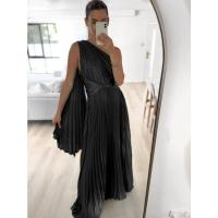 Vestido largo de fiesta suelto para mujer, informal, plisado, con hombros descubiertos - details 9