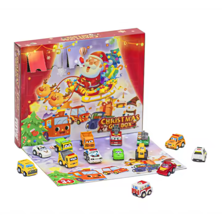 Calendario de Adviento de Navidad para niños con cuenta regresiva de 24 días, juguetes de autos, regalo para niños y niñas - 1