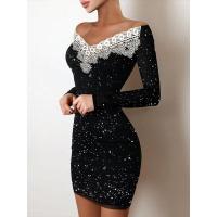 Vestido de manga larga con hombros descubiertos para mujer, vestido corto, falda elegante, nuevo para fiesta - details 2