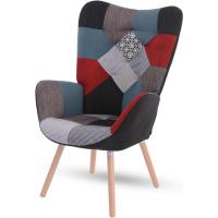 Sillones de salón Butaca nórdica Sillas Escandinavo Relax Acolchado con reposabrazos y patas de madera, tela, para dormitorio comedor, gris - details 13