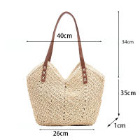 Bolso de mano de paja de gran capacidad para Mujer, Bolso de hombre, informal, de viaje, de mimbre, para Playa y Verano - details 19