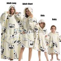 Sudaderas con capucha de gran tamaño para niños y mujeres, sudaderas con capucha de Panda, oso, aguacate, León, dibujos animados, Halloween, familia, mantas largas de TV, invierno, nuevo - details 1