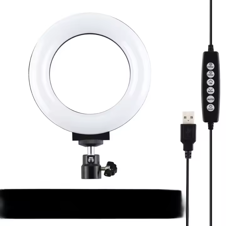 PULUZ 4,7 pulgadas 12 cm Superficie curva USB 10 modos 8 colores RGBW Anillo LED regulable Vlogging Fotografía Luces de video con cabezal de bola de trípode (negro) - 1