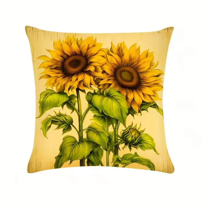 Fundas de Almohada de Girasol Hermoso Diseño de 4 Piezas Protector de Cojín de 17,7x17,7 pulgadas - 1