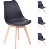 Sillas de ComedorBasic - Pack de 4 Sillas Nórdicas en Blanco, Negro y Gris con Asiento Tapizado y Patas de Madera de Haya Maciza (Negro) - details 8