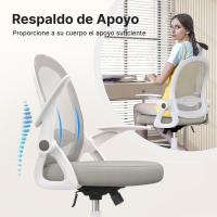 Silla de Escritorio Ergonómica con Malla Transpirable, Reposabrazos Abatibles, Silla para Ordenador de Altura Regulable, Silla Giratoria de 360 ° , Gris - details 3