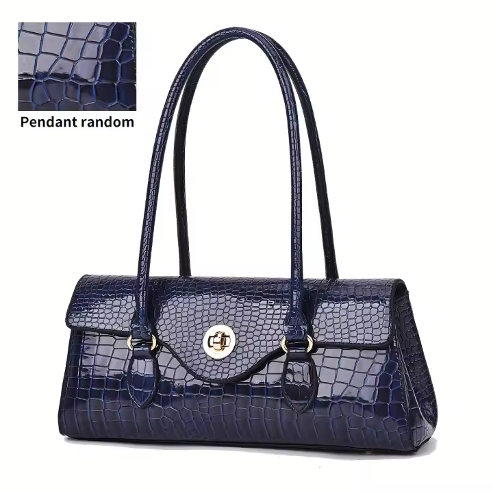 Bolso de Mano de Cocodrilo Grasado Desmontable, Cierre de Tornillo, Multicolor, Elegante y Duradero para Eventos Casuales y Formales - 1
