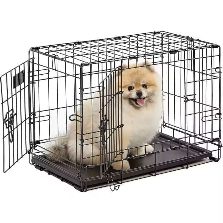 MidWest Homes for Pets iCrate modelo 1522DD Jaula para perros recién optimizada, con doble puerta, bandeja a prueba de fugas, patas protectoras de 58,42 cm de largo, color negro - 1